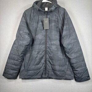 Fabletics Quilted Puffer Jacket Mens L Camo Gray Black Zip